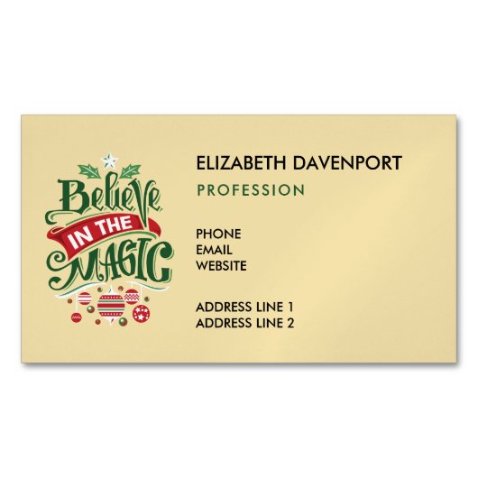 信じ魔法タイポグラフィ マグネット名刺 (正面)