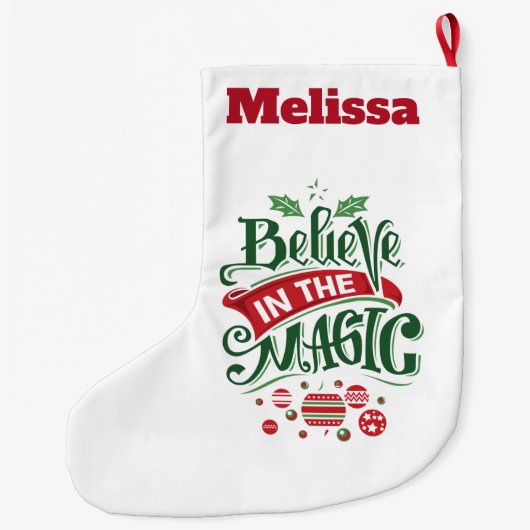 信じ魔法タイポグラフィ ラージクリスマスストッキング (裏面)