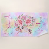 信じ魔法フローラUnicorn ビーチタオル (正面)