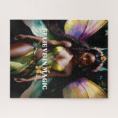 信じ魔法ブラック妖精ガールウォーター色アート ジグソーパズル (横)