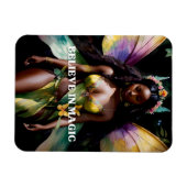 信じ魔法ブラック妖精ガールウォーター色アート マグネット (横)