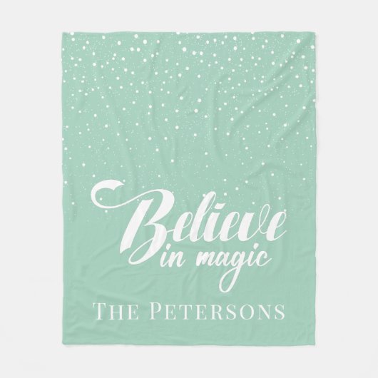 信じ魔法ミントグリーンフリースブランケット フリースブランケット (正面)
