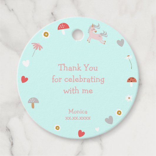 信じ魔法ユニコーン子供の誕生日感謝していで フェイバータグ (正面)