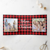 信じ魔法写真コラージュのプレイド・クリスマス 三つ折りクリスマスカード (内部)