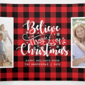 信じ魔法写真コラージュのプレイド・クリスマス 三つ折りクリスマスカード (内部中)