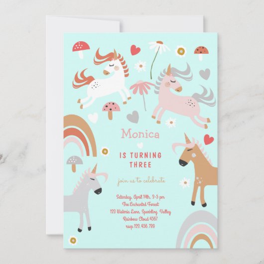 信じ魔法子供の誕生日 招待状 (正面)