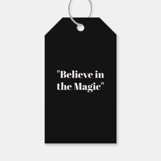「信じ魔法」白黒エレガント ギフトタグ (正面)