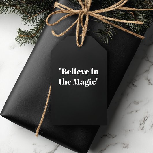 「信じ魔法」白黒エレガント ギフトタグ