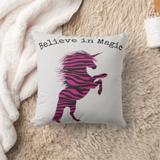 信じ魔法Unicorn Pink Zebra クッション (ブランケット)