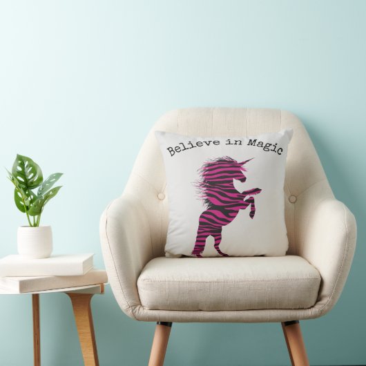 信じ魔法Unicorn Pink Zebra クッション (椅子)