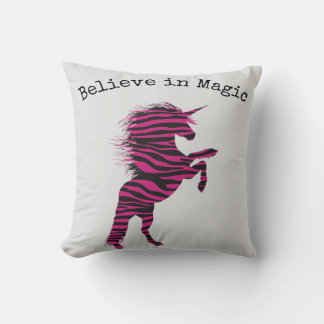 信じ魔法Unicorn Pink Zebra クッション