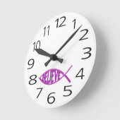 信じ魚 – ピンク ラウンド壁時計 (傾斜)