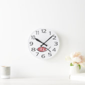 信じ魚 – 赤 ラウンド壁時計 (ホーム)