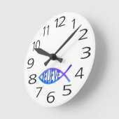 信じ魚 – 青 ラウンド壁時計 (傾斜)