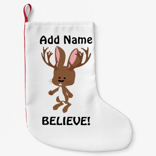 信じ!かわいいジャッカロープ スモールクリスマスストッキング (正面)