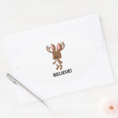 信じ!かわいいジャッカロープ 楕円形シール (封筒)