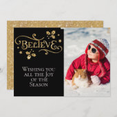 信じ/クリスマス/両面カード/金ゴールドとブラック シーズンカード (正面/裏面)