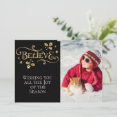 信じ/クリスマス/両面カード/金ゴールドとブラック シーズンカード (スタンド正面)