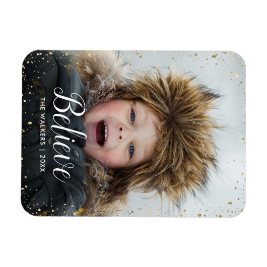 信じ |グリッツフェイクグリッターフォトオーバーレイ マグネット (横)