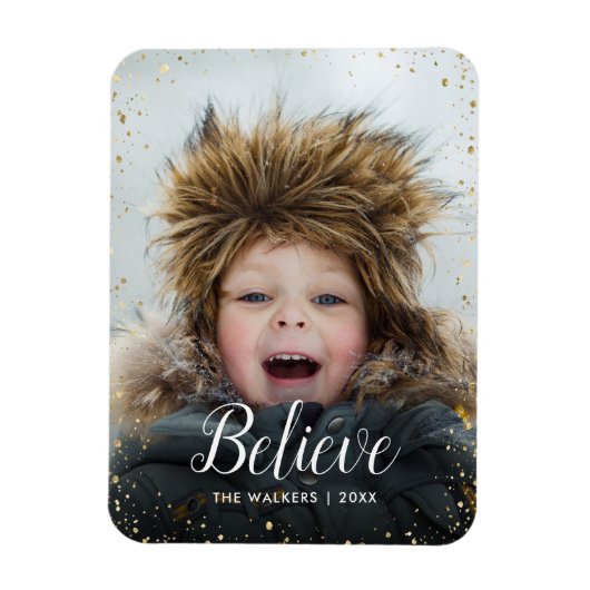 信じ |グリッツフェイクグリッターフォトオーバーレイ マグネット (縦)