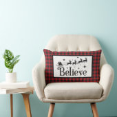 信じ – サンタトナカイ – ブラックレッドバッファロープレイド ランバークッション (椅子)