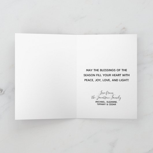 信じ.フェスティバルスパークルスフォトオーバーレイクリスマス シーズンカード (内部)