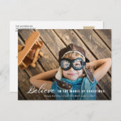 信じ | ホワイト文字オーバーレイのクリスマスカード ポストカード (正面/裏面)