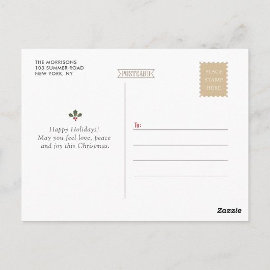 信じ | ホワイト文字オーバーレイのクリスマスカード ポストカード (裏面)