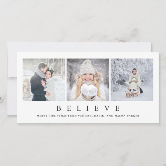 信じ | ミニマルモダンリストのクリスマス3枚 シーズンカード (正面)