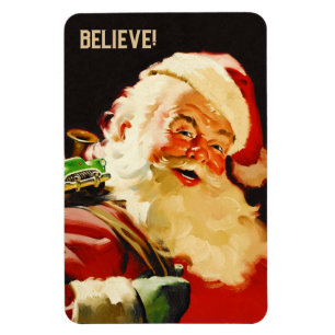 信じ!ヴィンテージサンタクロースのクリスマスプレゼント マグネット