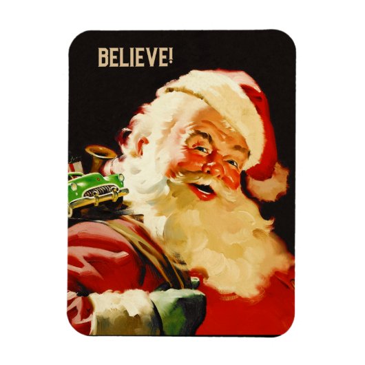 信じ!ヴィンテージサンタクロースのクリスマスプレゼント マグネット (縦)