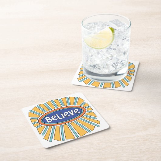 信じ – 信仰する スクエアペーパーコースター (インサイチュ)