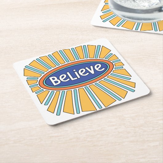 信じ – 信仰する スクエアペーパーコースター (アングル)