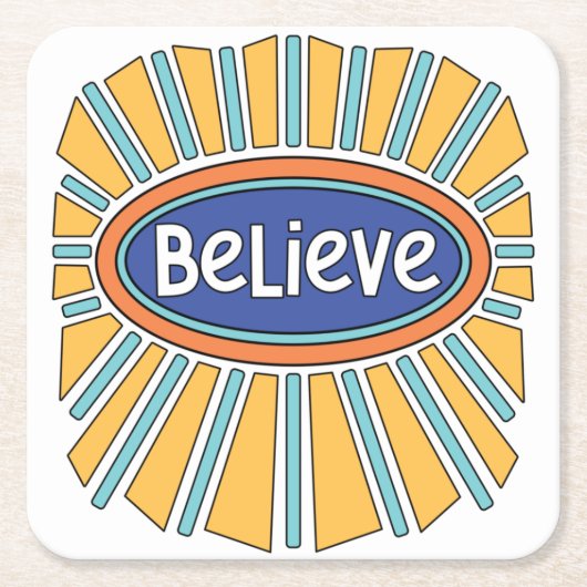 信じ – 信仰する スクエアペーパーコースター (正面)