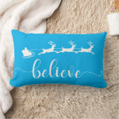 信じ |冬の青いクリスマス ランバークッション (ブランケット)