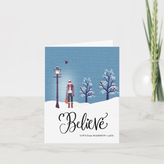 信じ |冬の(鳥)ショウジョウコウカンチョウ シーズンカード (正面)