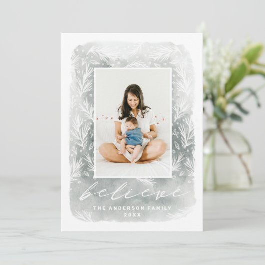 信じ.水彩植物性クリスマススクリプト シーズンカード (スタンド正面)