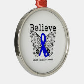 信じ – 結腸がん蝶 メタルオーナメント (右)