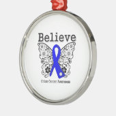 信じ – 結腸がん蝶 メタルオーナメント (左)