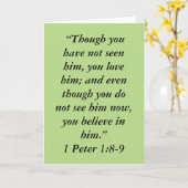 「信じ」聖なる書物、 経典グリーティングカード カード (黄色い花)