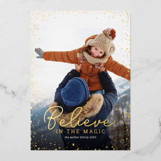 信じ |金ゴールドGlitzフォトオーバーレイ 箔シーズンカード (正面)