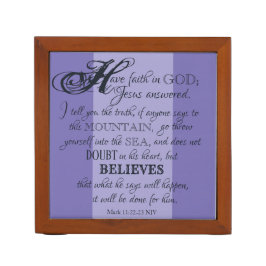 信じ- Mark 11:22-24デスクの開催者 ペンスタンド