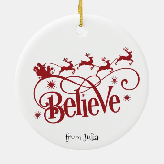 信じ | The Bell Stillリングや輪クリスマス セラミックオーナメント (裏面)