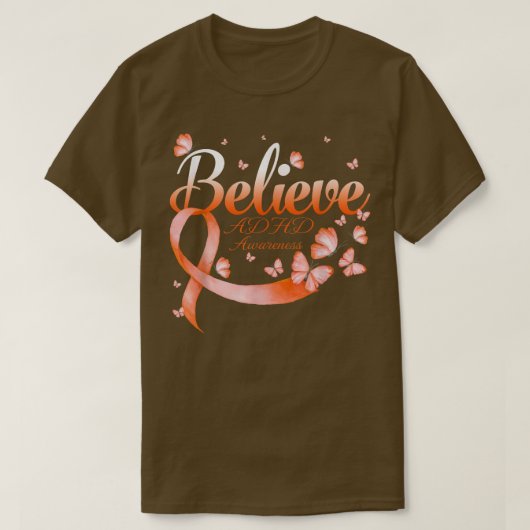 信じADHD認識度蝶465 Tシャツ (デザイン正面)