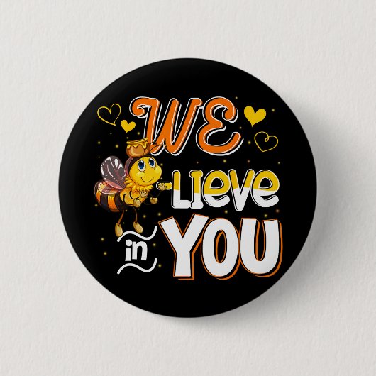 信じBee Testing日おもしろい先生Kid T 缶バッジ (正面)