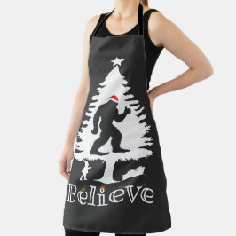 信じBigfoot Cryptozoology Christmas Tree エプロン