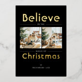 信じChristmas Family Photoの魔法 箔シーズンカード (正面)
