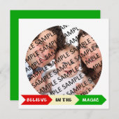 信じChristmas Flat Photo Cardの魔法 シーズンカード (正面/裏面)