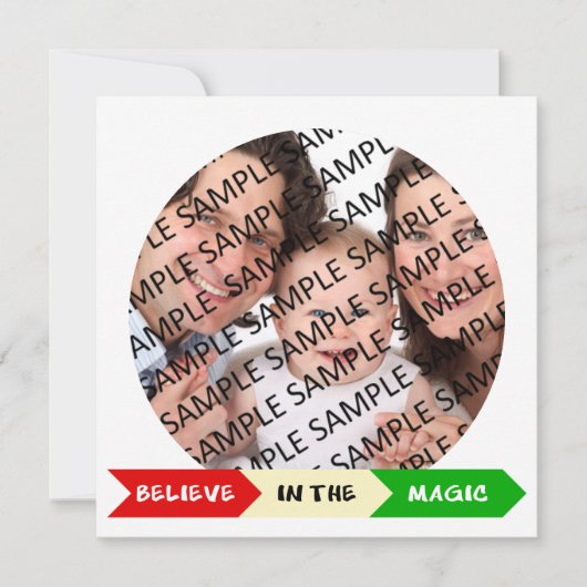 信じChristmas Flat Photo Cardの魔法 シーズンカード (正面)