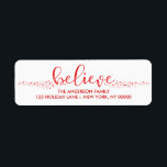 信じChristmas Hand Lettered Script Label ラベル<br><div class="desc">休日モダンのグリーティングカーパーソナライズされたドの差出人住所ラベル用の手書きスクリプト文字。</div>